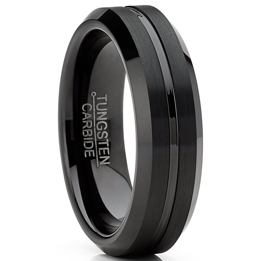 RingWright Co. Mens Tungsten Wedding Band Black Ring