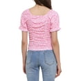thumbnail image 3 of INSPIRAR CHIC Blusa de campesina floral de ajuste delgado para mujer, top corto con fruncidos, color rosa, talla XL, 3 of 6