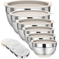 thumbnail image 1 of Juego de cuencos para mezclar con tapas, 6 piezas de cuencos de almacenamiento anidados de acero inoxidable para cocina, con 3 accesorios ralladores y fondos antideslizantes, tamaño 5.5, 3.5, 2.5,, 1 of 7