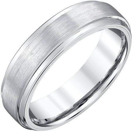 Men's White Tungsten Band with Satin and High Polish, 6mm