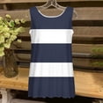 thumbnail image 4 of Staron Summer Tops for Women Casual Fashion Striped Round Neck Sleeveless Loose Basic Comfy Tank Top with Pockets, Navy XXL, 4 of 5