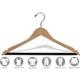 thumbnail image 3 of INTERNATIONAL HANGER 20 inch Natural Wood Suit Hanger with Flocked Non-Slip Bar, 100 Pack, 3 of 4