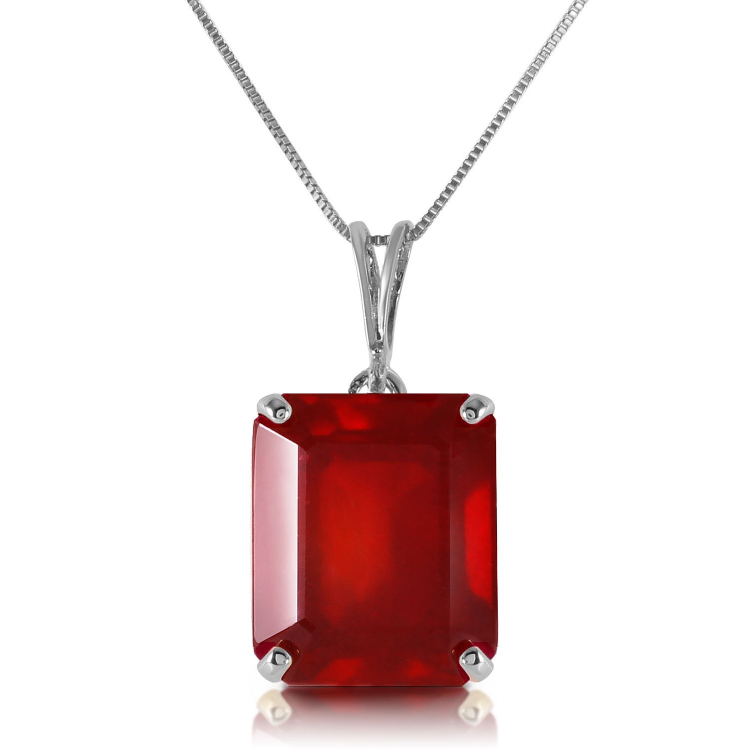 Galaxy Gold 14K Solid Gold Natural Emerald Pendant Necklace for Women - White Gold Fine Jewelry