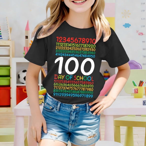 Letdown 100th Day of School Kids 100 Days Math Numbers T-Shirt Funny School Boys Girls Kids Gift 100 Days of School T-Shirts (Black,3-4 Years)