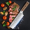 thumbnail image 2 of 10-PCS Kitchen Knives Set, German Stainless Steel for Chef Knife Set with Wooden Handle, Hand Hammered Blade Meat Cleaver Knife for Cutting and Slicing, 2 of 7