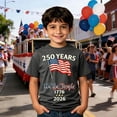 thumbnail image 4 of LIIPEE Boys Kids Crew Neck Short Sleeve TShirt With 250 Years We The People American Flag 1776-2026 Vintage Letter Print For Fourth Of July Daily Wear Dark Gray 8-9 Years, 4 of 5