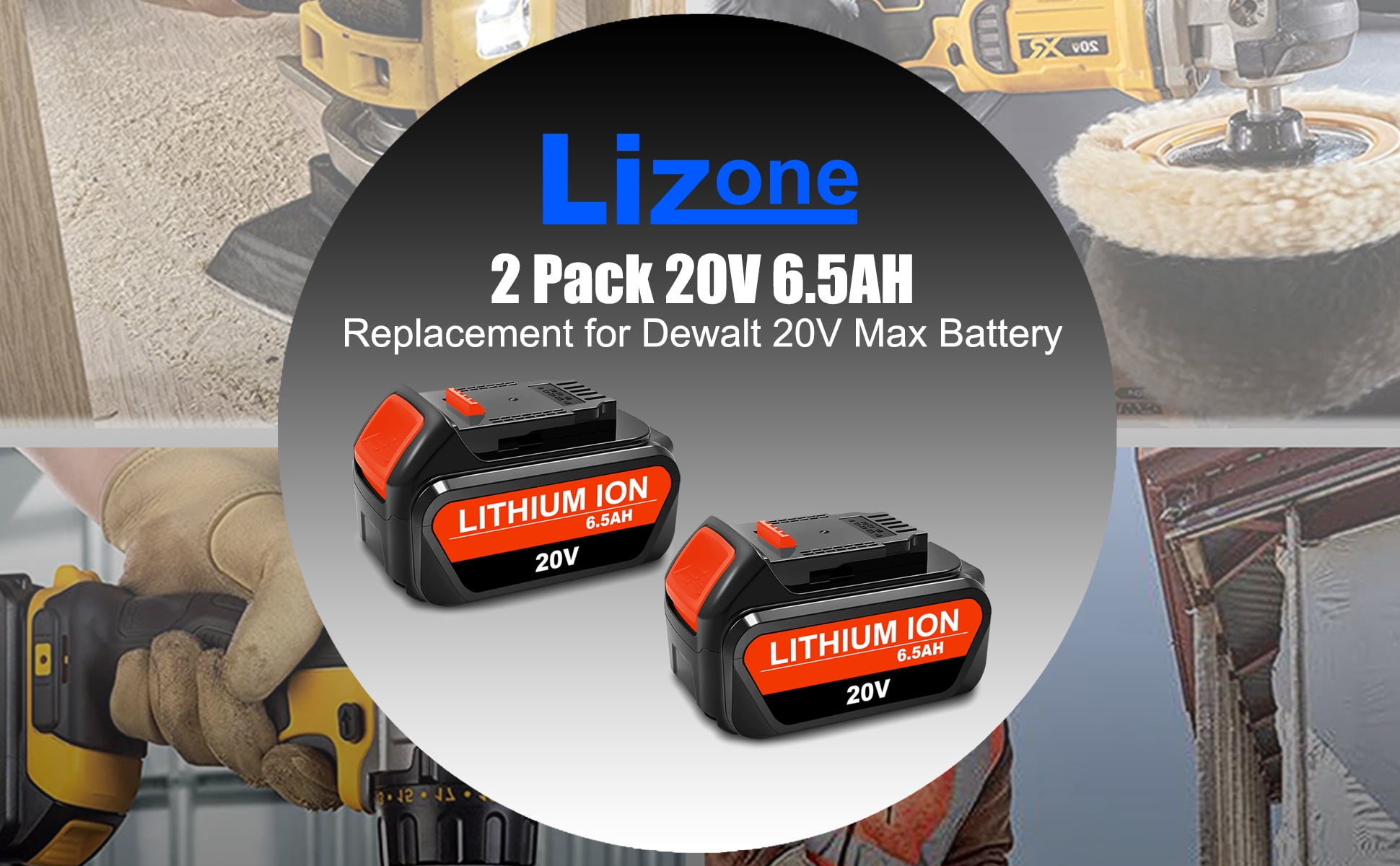 2 Pack 20V Max 6.5Ah High Capacity Battery DCB205-2 for DEWALT 20V Max XR Battery 6.0Ah DCB206-2 5.0Ah DCB205-2 4.0Ah DCB204-2 DCB200-2 20V Max XR Lithium Battery