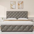 thumbnail image 3 of Modern Storage Solution Bed Frame - Upholstered Platform with 4 Drawers, Adjustable Button Tufted Headboard, No Box Spring Needed - Queen, Light Grey (YS188-4), 3 of 34
