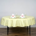 thumbnail image 4 of BalsaCircle 90" Gingham Checkered Polyester Tablecloth Yellow and White, 4 of 7
