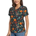 thumbnail image 2 of Fuzoiu Autumn with Pumpkins Print Women's Classic V-Neck T-Shirt, Short Sleeve V Neck Tees for Casual Everyday Wear,Casual Fit Tee,Summer Fashion Tops-3X-Large, 2 of 5
