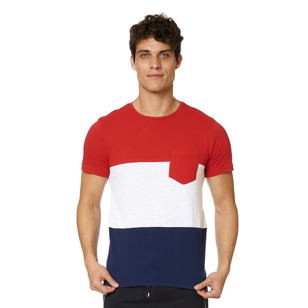 Playera Casual Shifón Rojo y Bloques a Color Para hombre rojo CH Incógnita 770156