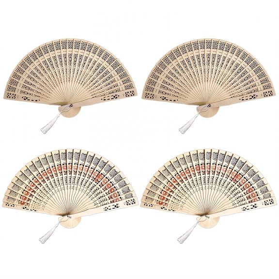 ACDANC 4Pcs Folding Fan Properly Aligned Fan Ribs Large Hand Fans for Dance Folding Hand Fan Style1