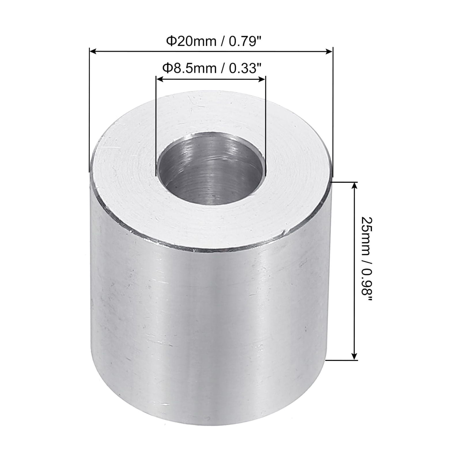 M8 Aluminum Spacers, 6 Pcs Metal Spacers Aluminum 8.5mm ID x 20mm OD x 25mm L Aluminum Spacer Screw Standoff Round for 5/16 or M8 Screw Bolts