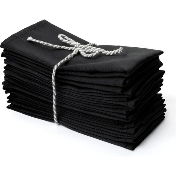 PERLLI Kitchen Cloth Napkins 12 Pack - Black
