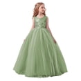 thumbnail image 3 of VBTAPA Girl's Sleeveless Princess Dress with Bowknot, Little Girl Dresses Tulle Skirt for Graduation Birthday Party Mint Green 12-13Years, 3 of 6
