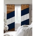 thumbnail image 4 of Navy Blue White Stripes Blackout Curtains for Bedroom Living Room Darkening Curtains 84 Inch Length 2 Panels Set Farmhouse Striped Vintage Window Curtain Window Treatment Grommet Drapes 52"x84", 4 of 9