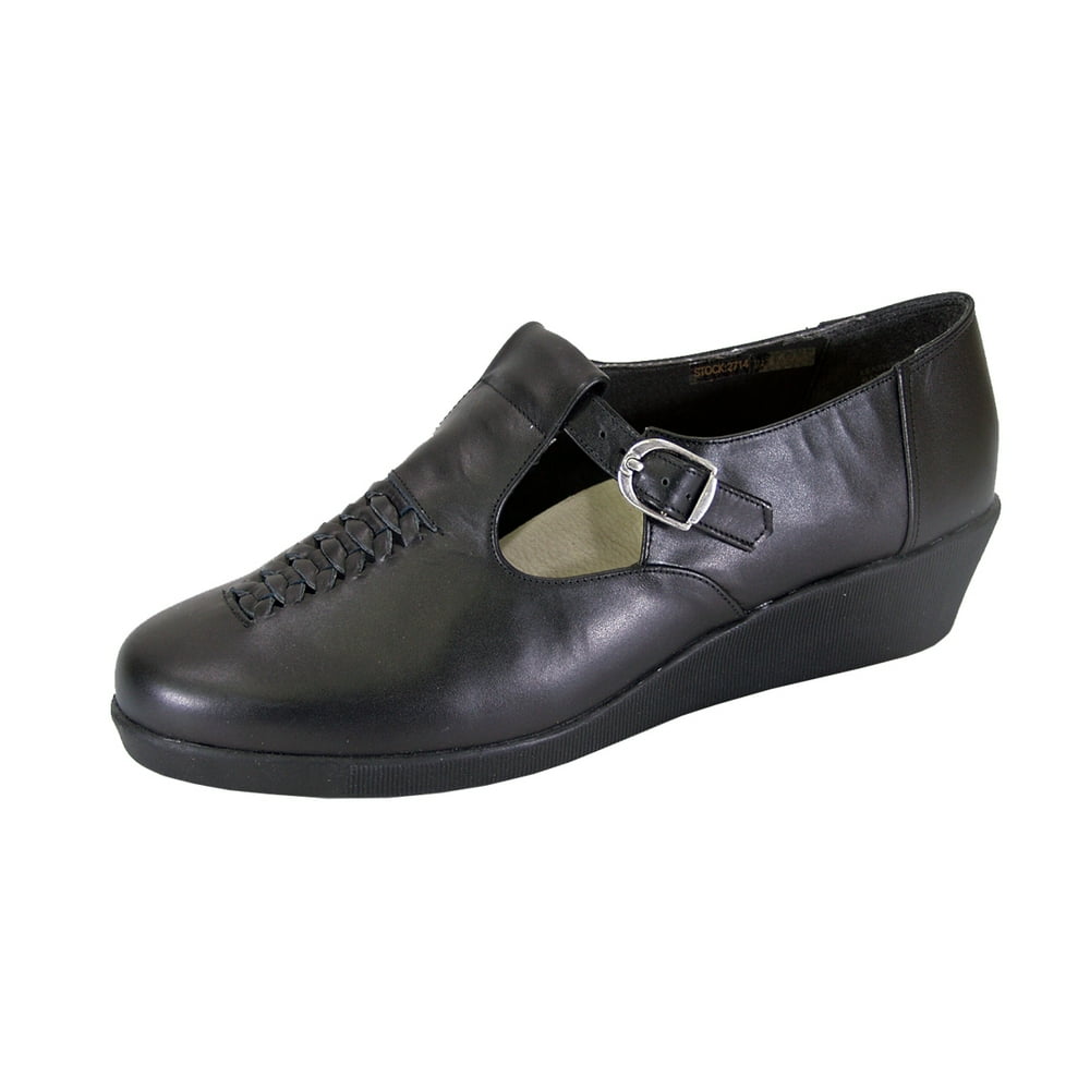 24 Hour Comfort 24 HOUR COMFORT Shona Wide Width Comfort TStrap Leather Shoes BLACK 8