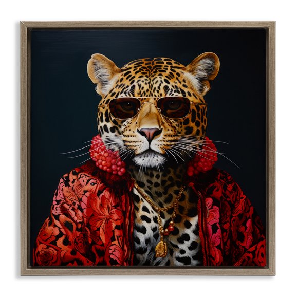 Stupell Industries Art Deco Trendy Leopard Fashion Brown Floating Frame Canvas Art, 18 x 18, by Lazar Studio
