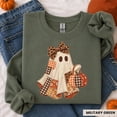 thumbnail image 3 of Yoofine Adult Patchwork Ghost Pumpkin Fall Halloween Graphic Sweatshirt, 3 of 7