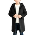 thumbnail image 4 of Xdegoge Boys Winter Wool Coat Hooded Long Overcoat Warm Outerwear for Kids Long Sleeve Fashion Jackets with Pockets, 4 of 7
