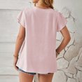 thumbnail image 4 of pimelu Womens Tops Workout Tops for Women Ruffle Sleeve Pleated Lightweight Loose Tunic Top Summer Fashion Solid Top Ladies V-Neck Short Sleeve Blouses, 4 of 4