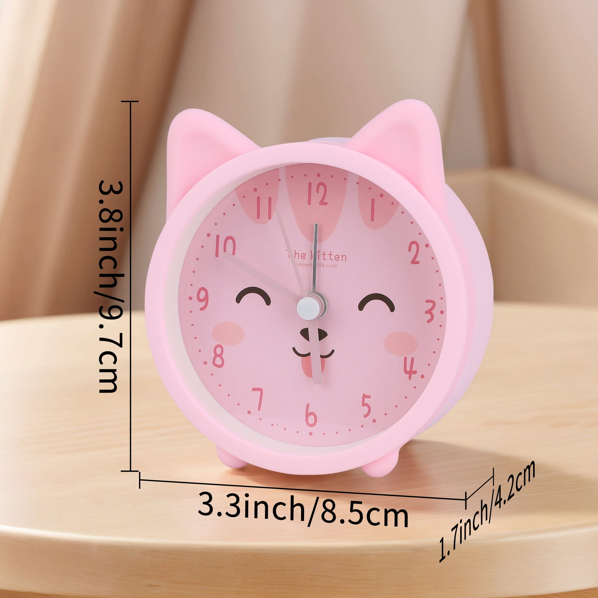 Unique Bargains Cute Kitten Design Mechanical Alarm Clock Pink 3.8"L x 1.7"W x 3.3"H