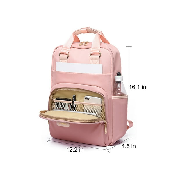 Goory Ladies Backpack Top Handle Rucksack Girls Handbag Daypack Travel Anti-Theft Laptop Bag Notebook Pink 15.6/16.1 Inches Other 15.6/16.1 Inches