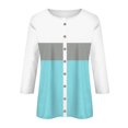 thumbnail image 3 of Kaemgyyd Women's Shirts Button down Color Block Work Office Blouse Casual Loose 3/4 Sleeve Tunic Tops Fall Clothing, 3 of 4