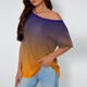 thumbnail image 1 of TaTaai Off Shoulder Loose Short Sleeved Home Top, Women Slanted Neck Printed Style, Regular Length, Spring Summer Daily Leisure Clothing Gift, 1 of 6