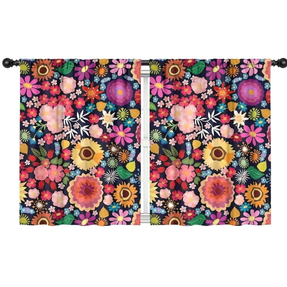 Blackout Kids Curtains,Pioneer Flower Floral Print Pattern Childrens Insulated Curtains Set Of 2,Bedroom Essentials,Toddler Room Decor 42"x54"