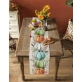 thumbnail image 4 of Fall Thanksgiving Table Runner, Autumn Pumpkins Eucalyptus Leaves Cotton Linen Tablecloth Holiday Table Decor for Home,Kitchen,Dining Room,Indoor,Outdoor,13X70 Inches Long, Blue Sage Green Orange, 4 of 4