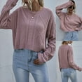 thumbnail image 2 of Herrnalise Women's Knitted Crop Tops Fashion Women Casual Long Sleeve Solid Color All-match Pullover Sweater Pullover Jumper Sweaters, 2 of 9