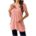 thumbnail image 2 of ClodeEU Womens V Neck Short Sleeve,Casual Loose T Shirt ,Sundress Beach with Pockets Pink,Womens Plus S, 2 of 8