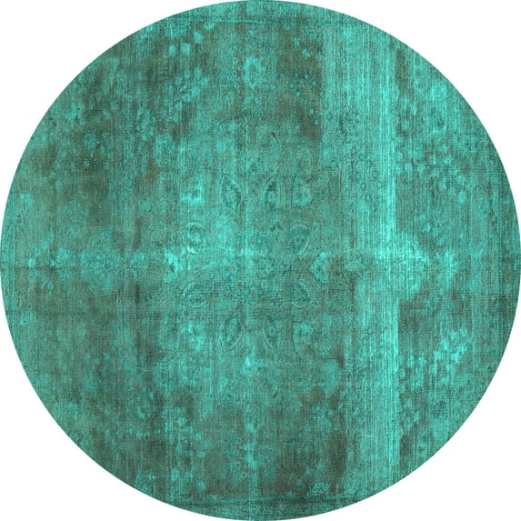 Ahgly Company Indoor Round Abstract Turquoise Blue Contemporary Area Rugs, 5' Round