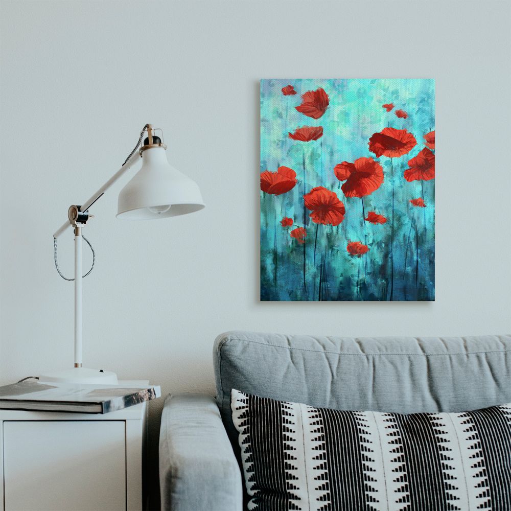 Stupell Industries Red Poppies Growing in Blue Sky Floral Design Designed by Ziwei Li