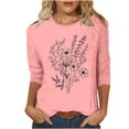 thumbnail image 2 of Viluyesy Round Neck T-Shirt for Womens 3/4 Sleeves Shirt Tops Fashionable Loose Blouse Pink Size M, 2 of 4