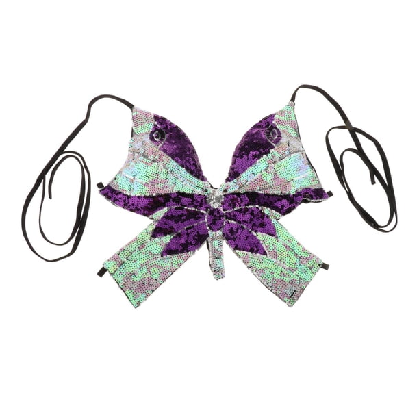 para danza del vientre, Top , trajes con lentejuelas, Tops de mariposa, rosa, rojo, nuevo A + Púrpura Hugo Sujetador de danza del vientre para mujer