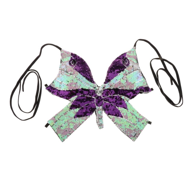 para danza del vientre, Top , trajes con lentejuelas, Tops de mariposa, rosa, rojo, nuevo A + Púrpura Hugo Sujetador de danza del vientre para mujer