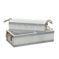 thumbnail image 1 of Sagebrook Home Set Of 2 16/19" Wooden Trays With  Rope Handles, White, Rectangle, Wood, Transitional, 19"L X 10"W X 5"H, Solid Color, 1 of 4