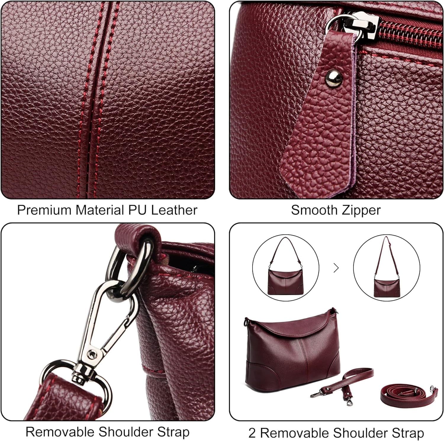 Shoulder Bags for Women Casual Medium Leather Flap Zip Crossbody Bag Purses and Handbags Satchel Messenger Tote Bag