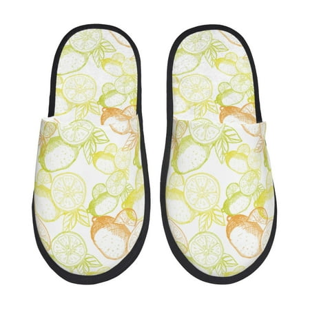 Balery Lemon Potatoes Slient Indoor Furry Fleece Comfort House Shoes Soft Non-Slip Home Shoes Cotton slippers House Slippers-- Large