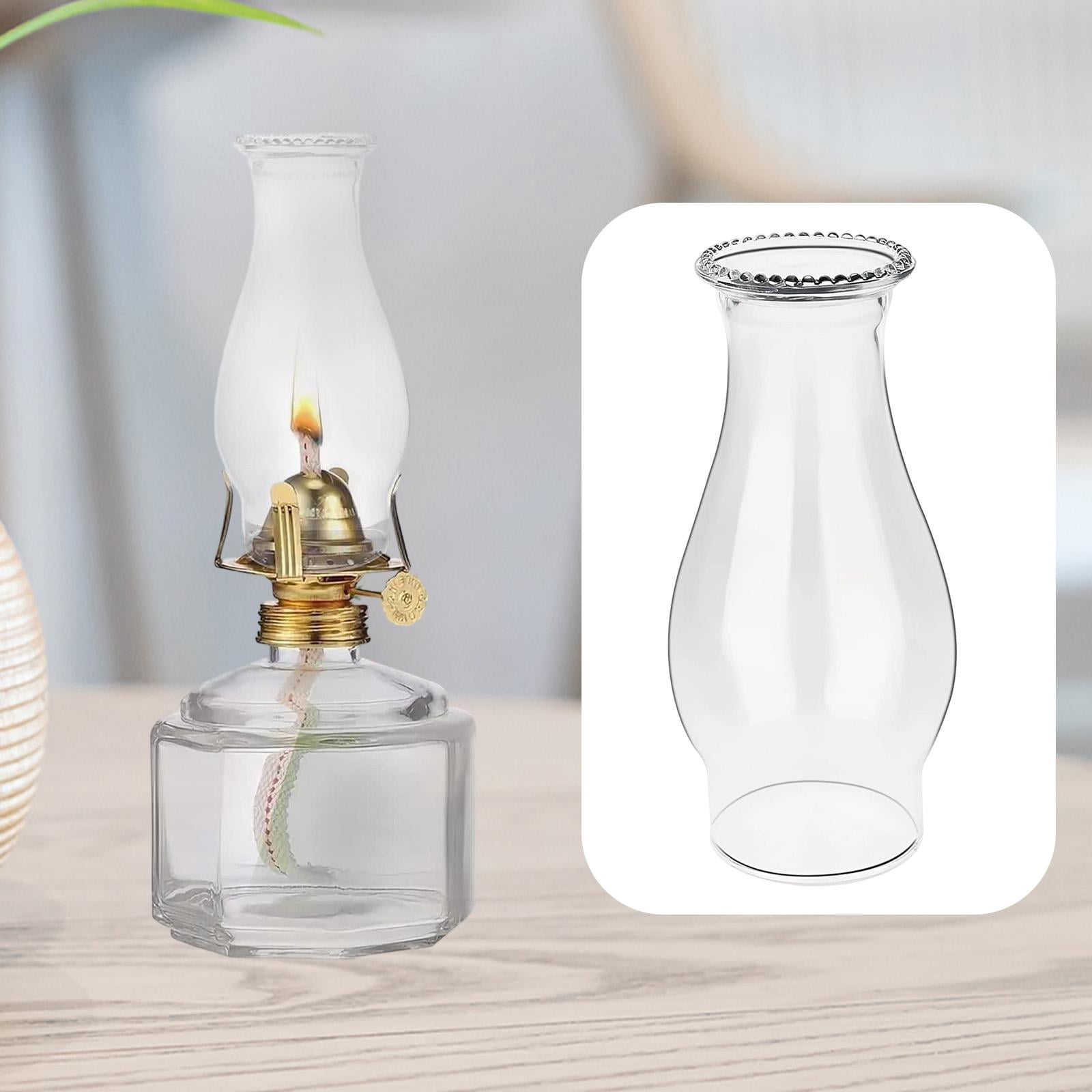 EHJRE Oil Lamp Fireplace Attachment, Clear Lantern, Retro Oil Lantern, Accessory with 7.6 Cm Base And Glass Shade for Hallway, Dining Room And Firepla