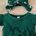 thumbnail image 5 of Yindaity Toddler Girl Plaid Flower Dress Short Sleeve Bow Patchwork Ruffled Shirts Dress Baby Xmas Outfit Baby Girl Clothes (Green,6-9 Months), 5 of 6