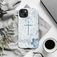 thumbnail image 6 of Matthew 19:26 Bible Verse Phone Case for iPhone 17-11 Pro Max/Plus/Mini, Blue Floral Cross Christian Cover, 6 of 6