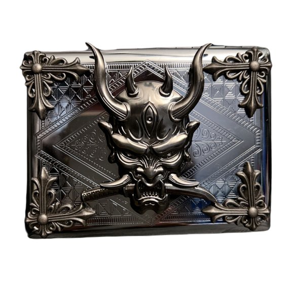 Vintage Metal Devils Cigarette Box Tobacco Storage Holder Smoking Accessories