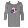 thumbnail image 4 of DeHolifer Womens Tops Independence Day 3/4 Sleeve Crewneck Printed Holiday T Shirt Loose Casual Blouse Gray 3XL, 4 of 4