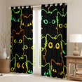 thumbnail image 2 of jejeloiu Cartoon Cat Blackout Curtains Set of 2 (52x84 Each),Neon Stripe Kitten Window Curtains,Colorful Ombre Curtains and Drapes For Girls Boys,Super Cozy Room Decor, 2 of 6