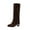 Brown, variant on Fesfesfes Fuzzy Boots for Women Winter Thick High Heel Pointed Sleeve High Tube Suede In Solid Color US:6(37)