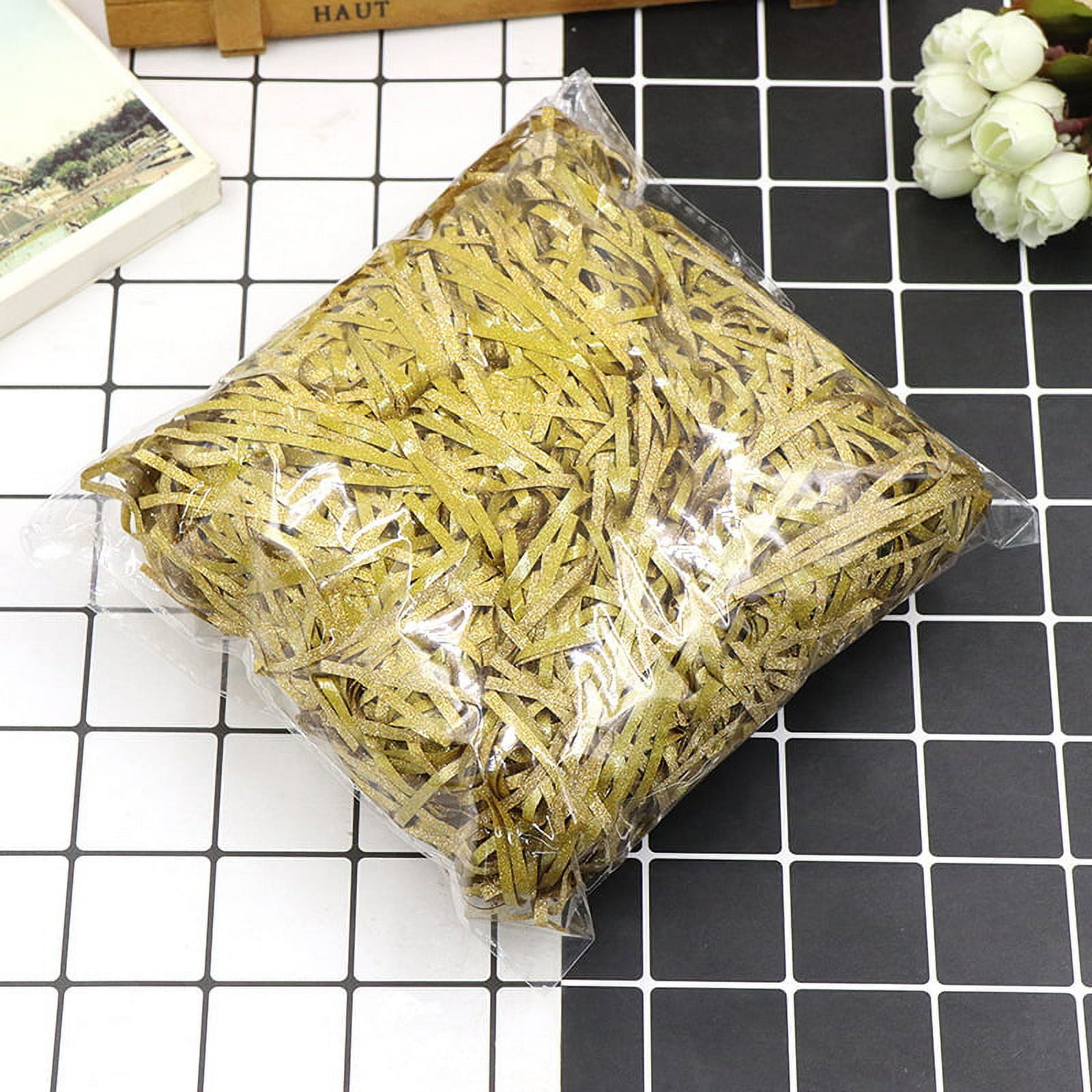Feildoo 100 Grams Basket Filler Paper Shred, Sparkly Shredded Grass Stuffer Crinkle Confetti Raffia Paper Gift Box Filler for DIY Gift Wrapping 