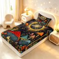 thumbnail image 4 of Homewish Watercolor Botanical Mushroom Twin Sheets,Vintage Fungus Plant Bedding,3 Pieces,1 Flat Sheet,1 Fitted Sheet and 1 Pillowcase, 4 of 6